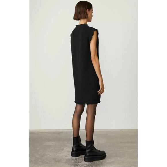LISA YANG Sz 1 S Small Black Lola 100% Cashmere Fringe Trim Tunic Dress - Picture 14 of 14